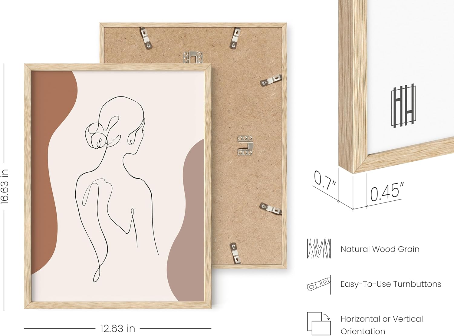 HAUS AND HUES Minimalist One Line Wall Art – Modern Feminist Poster, Elegant Woman Outline Print, Contemporary Artistic Decor (12x16, Beige Frame)