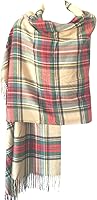 Vista 12 de NY GOLDEN FASHION Bufanda de invierno de gran tamaño para mujer, diseño de tartán escocés, a cuadros, con tacto de cachemira rojo (Red Tartan)