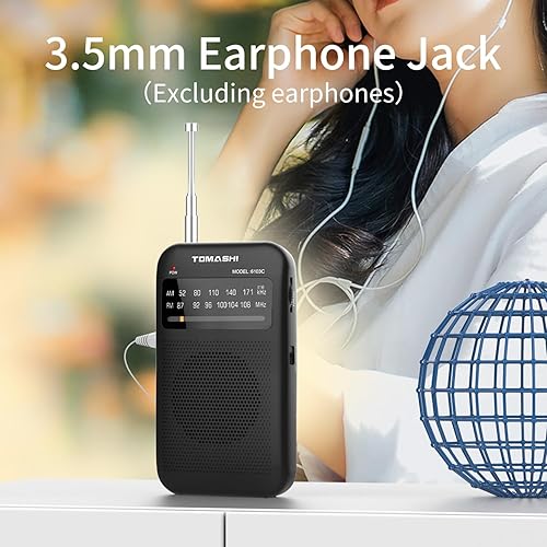 Miniatura 3 de Radio portátil, radio alimentada por batería con conector para auriculares