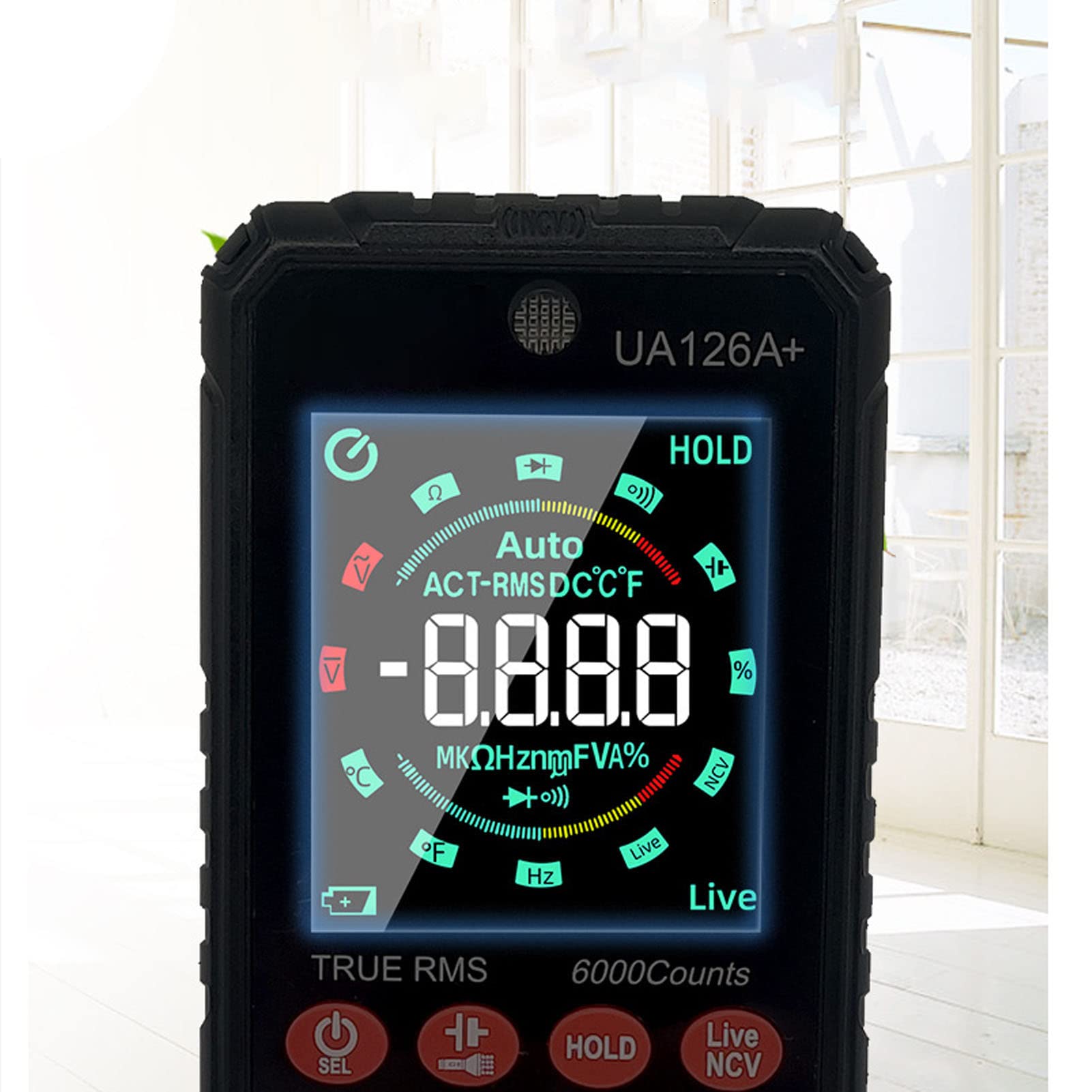 Fyearfly Smart Digital Multimeter, UA126a Bildschirm Smart Multimeter Vollautomatisches Digitalanzeige-Voltamperemeter für Heim-/Industrie-AC/DC-Stromkreise