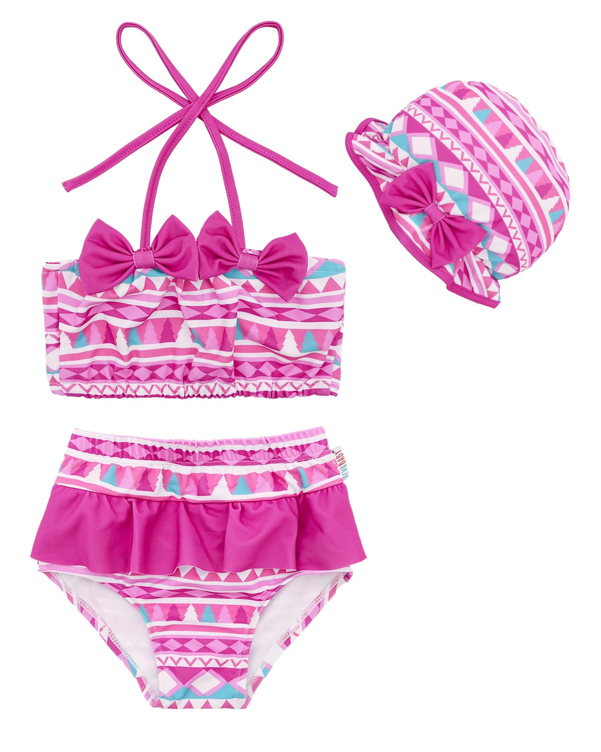 ALVABABY Toddler Girls Two Pieces Swimsuit with Hat,Reusable Toddler Bikini,Infant Bathing Sleeveless