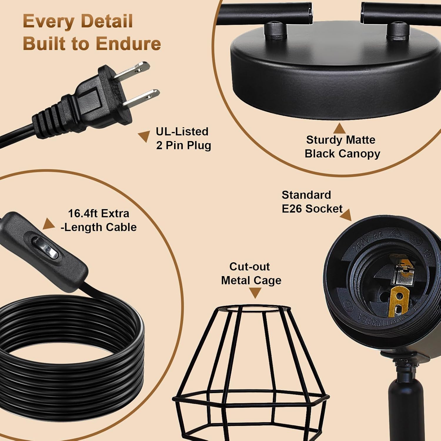 LTBLIGHT Plug in Track Lighting, 6-Light Rotatable Ceiling Light Fixture Black with 16.4ft Cord & On/Off Rocker Switch, Spotlight for Living Room Kitchen Bedroom, E26 Base