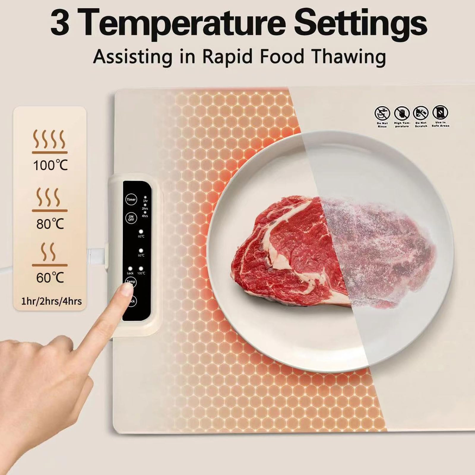 Placa para mantener caliente, calentador de alimentos eléctrico, calentador de buffet de silicona plegable con 3 temperaturas y temporizadores ajustables, para buffet, fiesta, restaurante, mantener