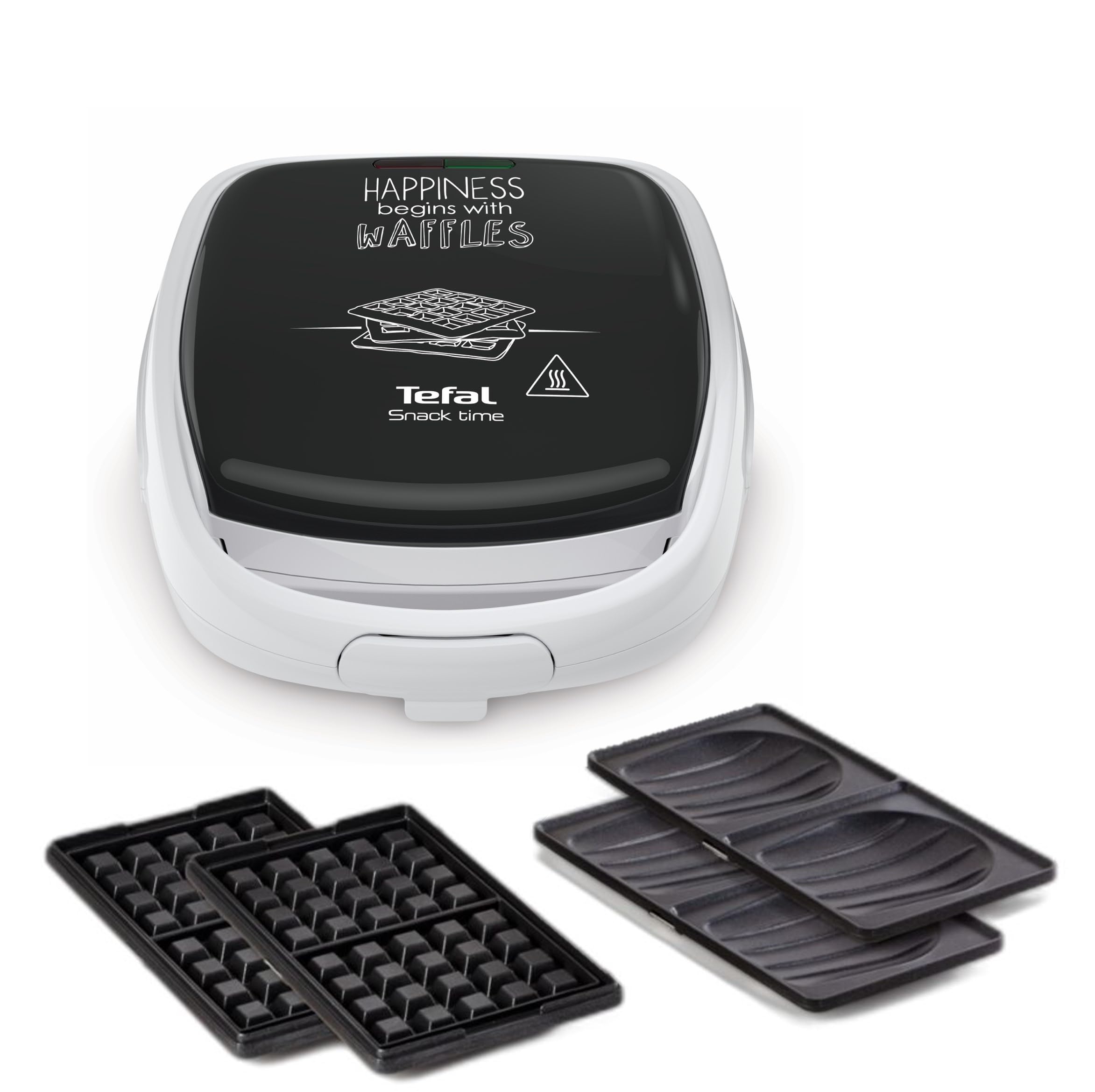 Tefal Appareil à gaufre, Multifonction, 2 jeux de plaques, Poignée sécurisée, Gaufrier Snack Time Happiness SW341112
