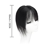 Vista 7 de viviaBella Toppers de cabello humano con clip de 10 pulgadas con flequillo, negro natural