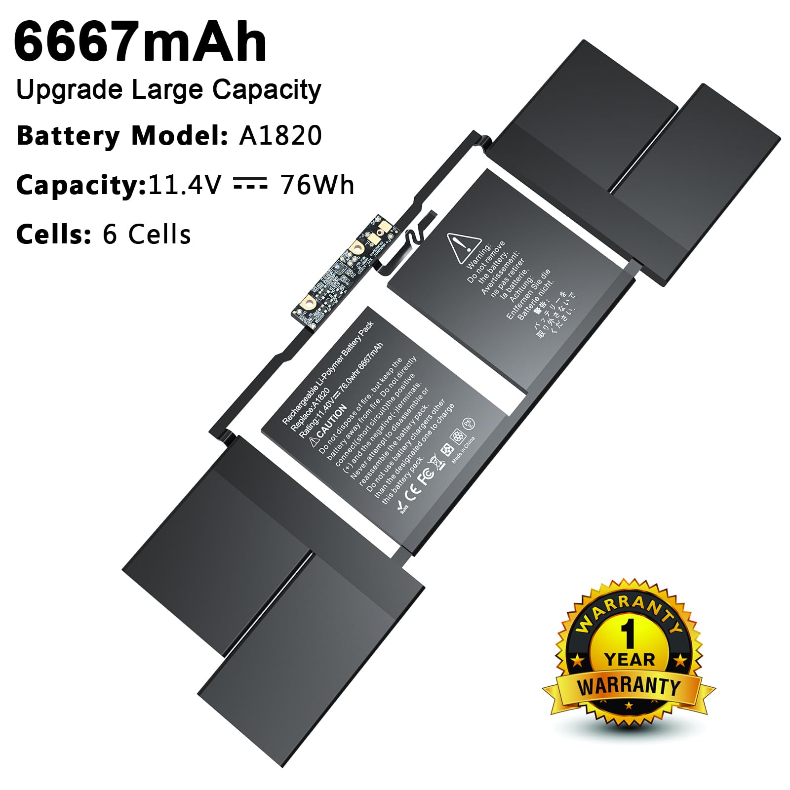 Batterie Pour MacBook Pro 15" A1707 (2016-2017) - Référence A1820, Remplacement Original - 2