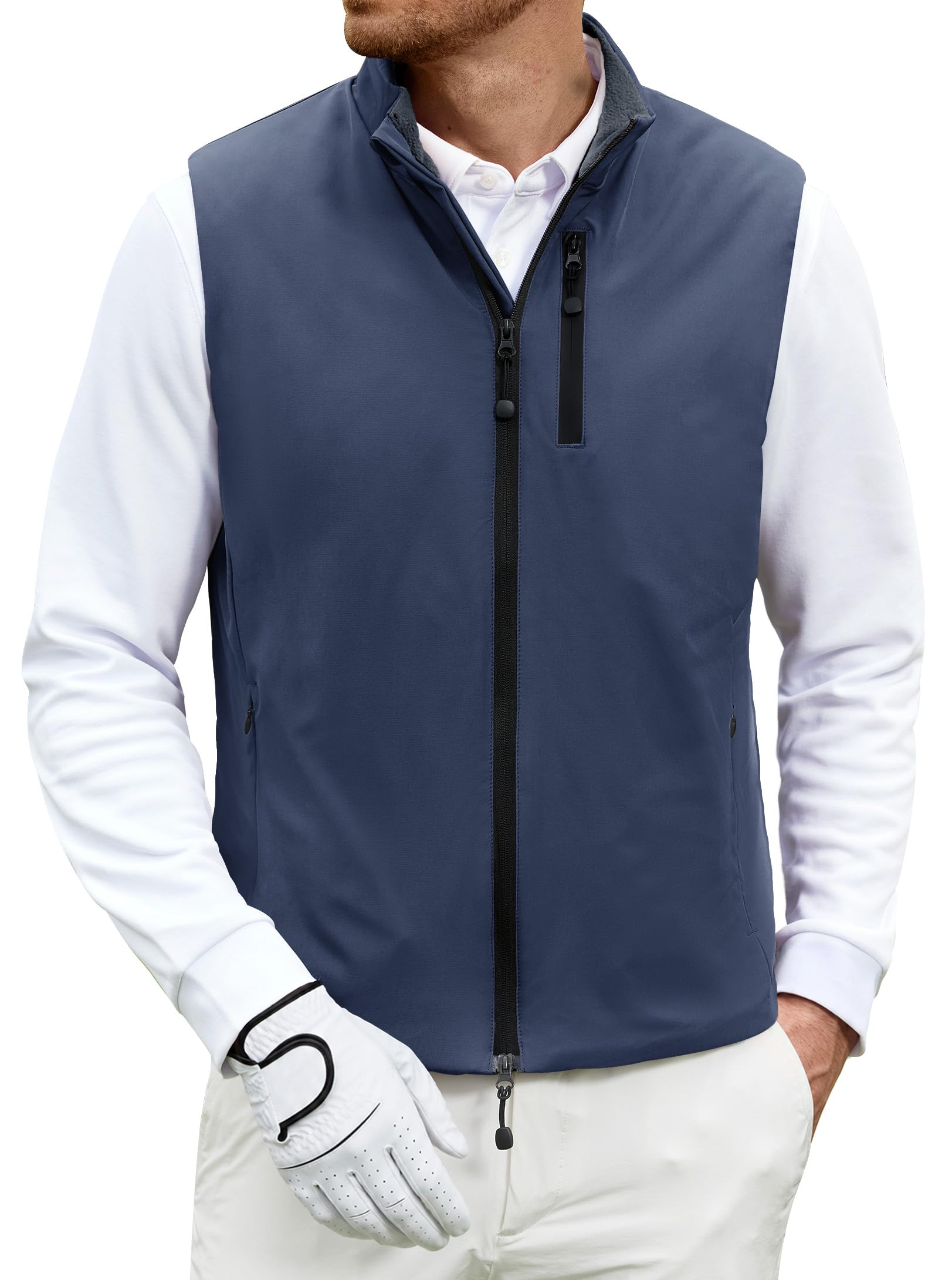 Mens Golf Vest Quilted Windproof Thermal Sleeveless Jacket