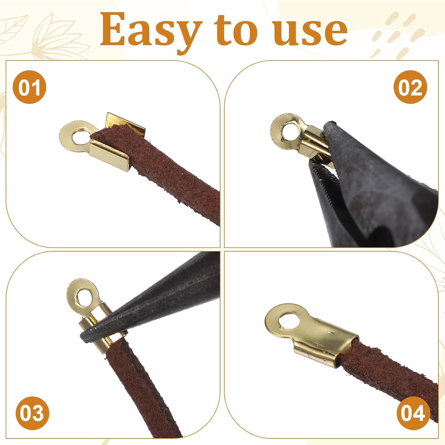 400Pcs Cord End Caps for Jewelry Making Crimp for Leather Fold Over Clasps for Jewelry Making Leather Ribbon Crimp Ends Connectors 4 X 8 mm/ 0.14 X 0.3 Inch, 4 Colors