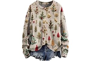 Christmas Sweatshirts for Women 2024 - Adorable Gnomes and Jolly Santa Embroidered Graphic Pullovers