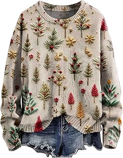 Generic Christmas Jumpers for Women Plus Size Long Sleeve Kn