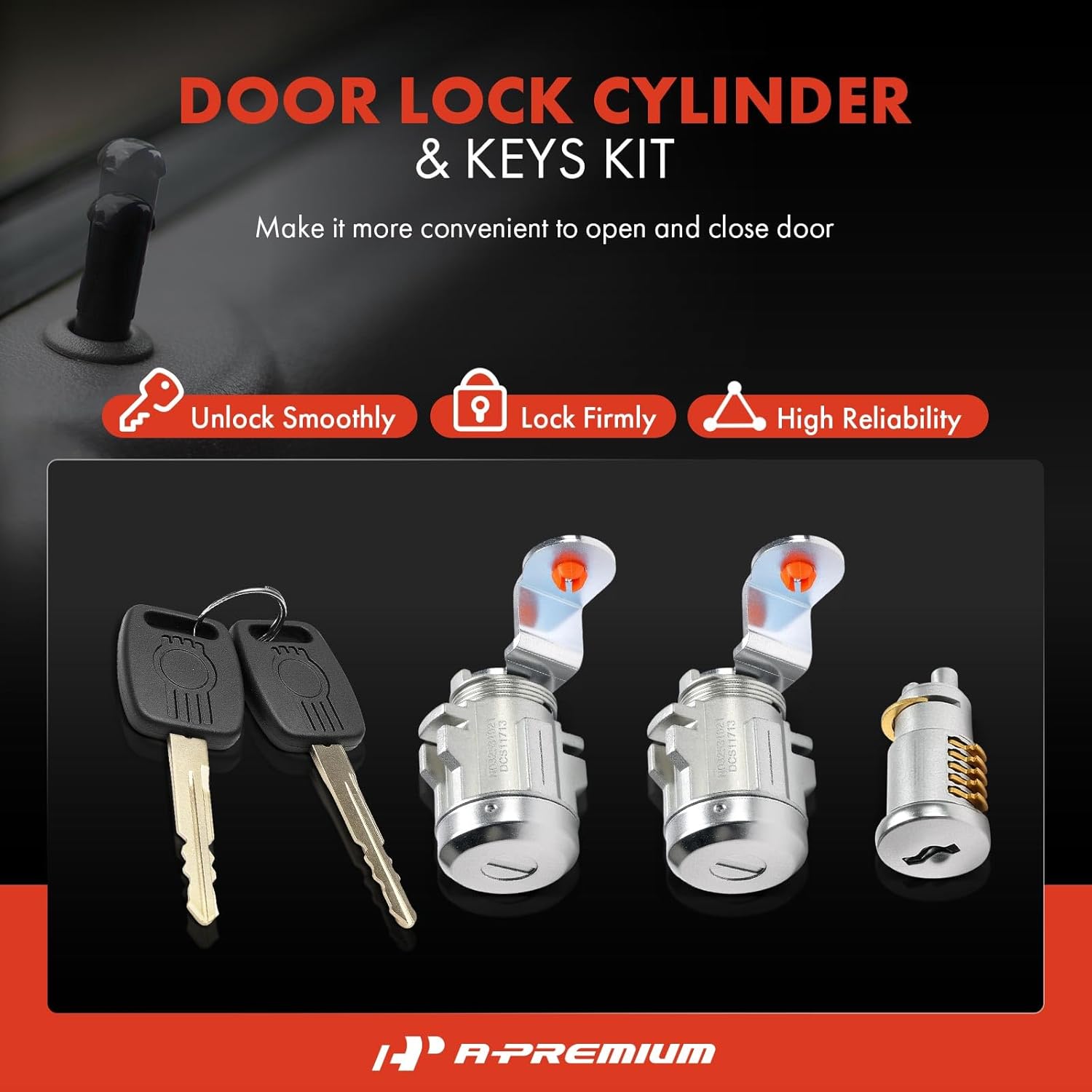 A-Premium Door Lock Cylinder with Keys Compatible with Kenworth T800, T660