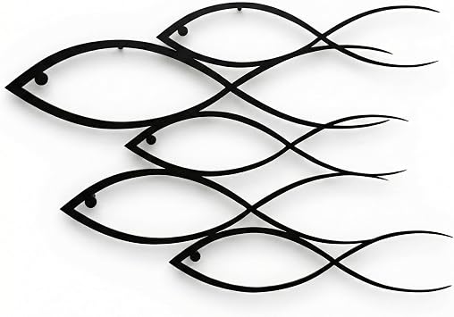 DEKADRON Metal Wall Decor, Fish Family,Home Decoration,Wall Sign, Metal Wall Art, Interior Decoration, Indoor Outdoor Hangings 29" W x 20" H / 75x50cm