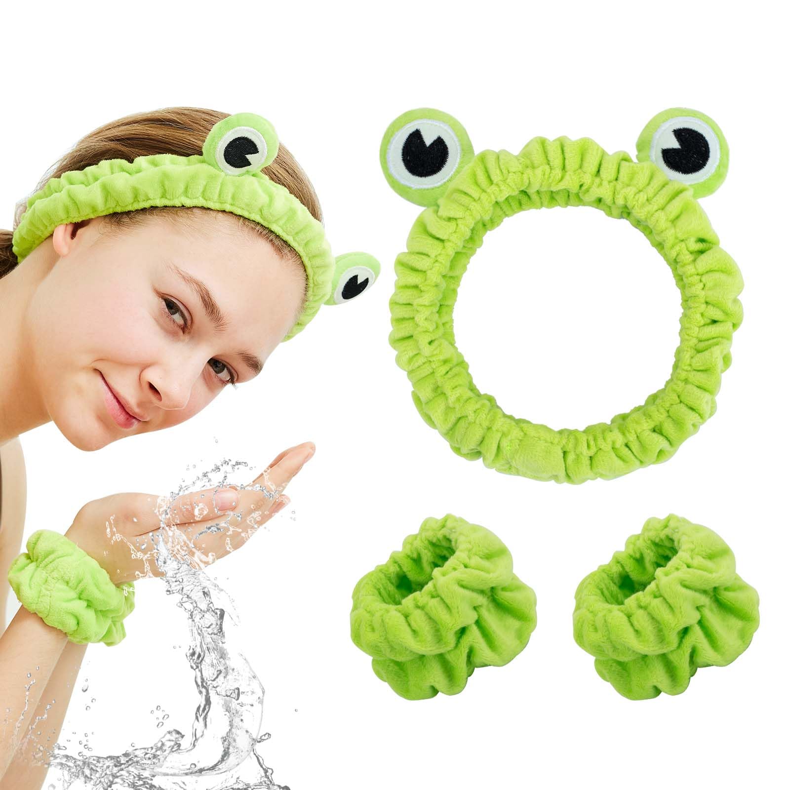 Green Spa Headbands for Women Elastic Skincare Headband Sets Spa Accessories for Skin Care (Green, Medium)