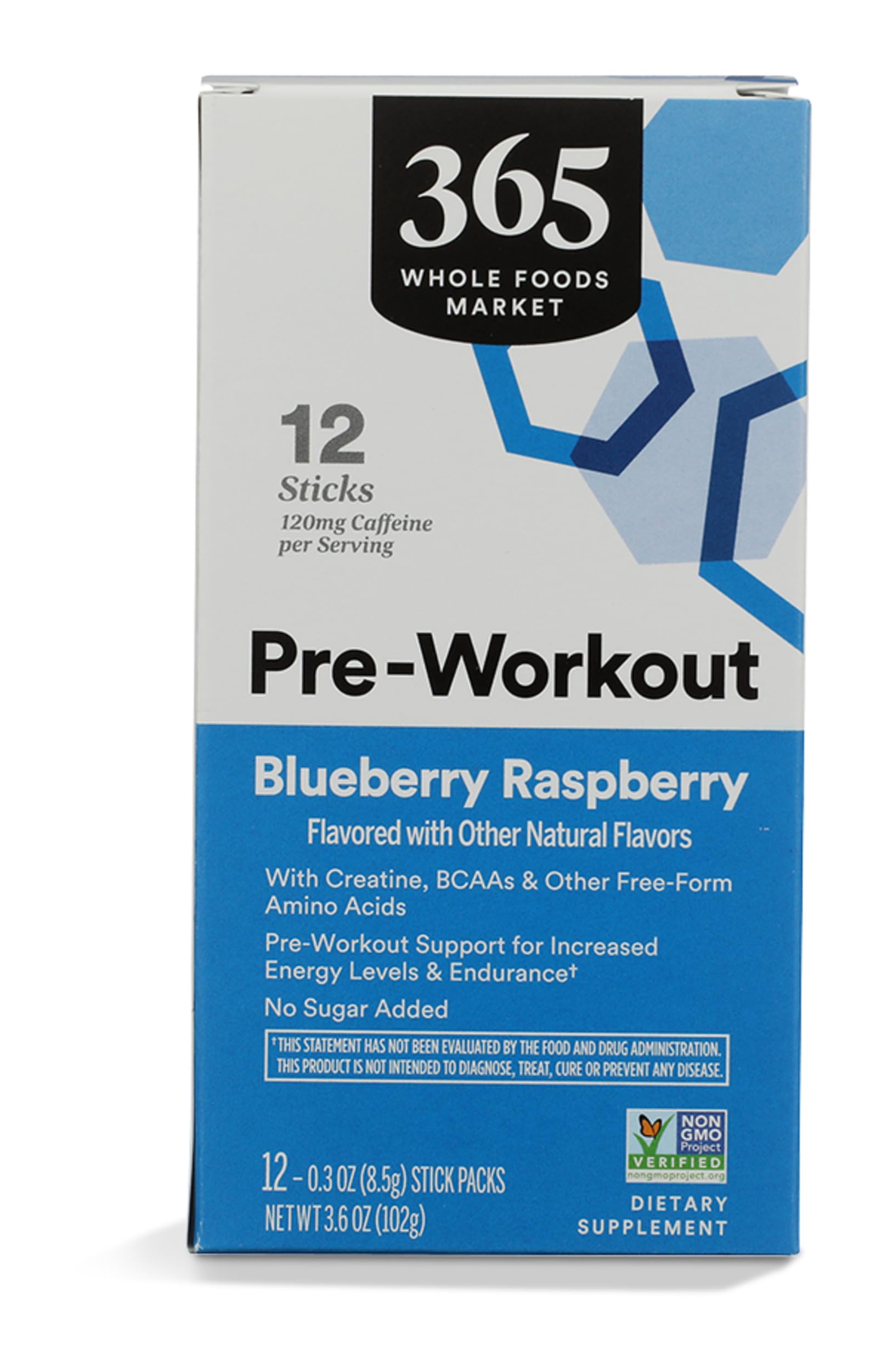 365 by Whole Foods Market Blueberry Raspberry Pre-Workout Powder 12 Count, 0.3 OZ — Amazon image 2