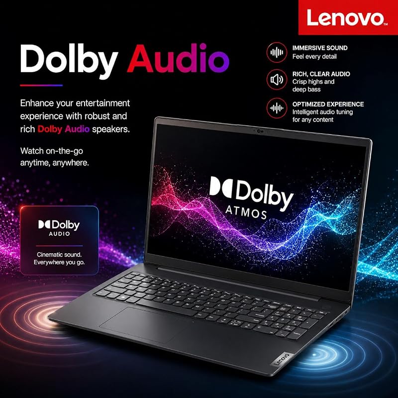 Lenovo V15 Business Laptop | 15.6" FHD LED Display | Intel N-Series Quad-Core Processor | 8GB DDR5 RAM | 256GB PCIE SSD | Ethernet(RJ-45) | HDMI | Dolby Audio | Wi-Fi 6 | Windows 11 Pro image 6