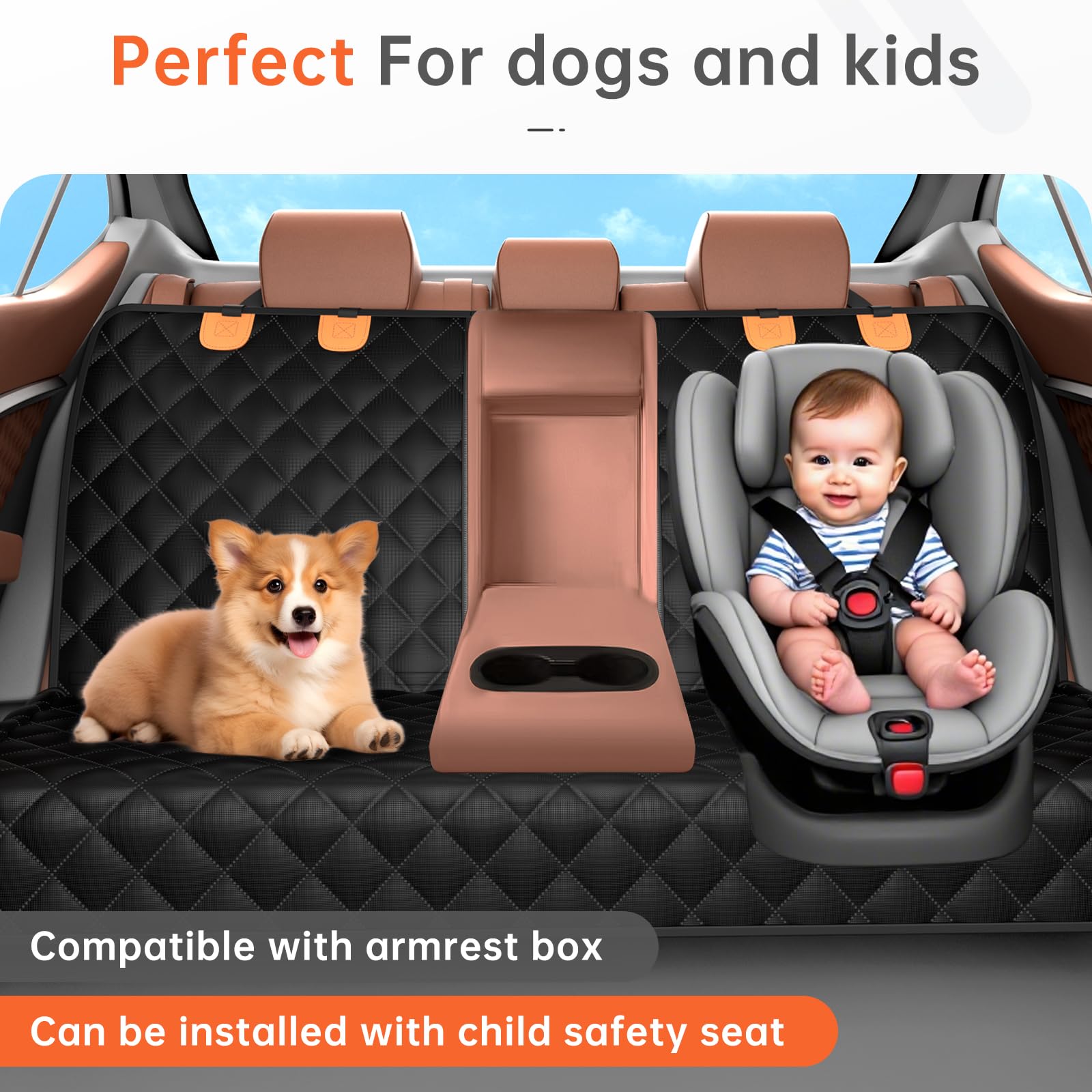 DPWEION Waterproof Dog Car Seat Cover,Non-slip% Scratch Proof Back Seat Covers for Dogs,Universal Fits Cars & SUVs Rear Seats(137cm×121cm) — view 6