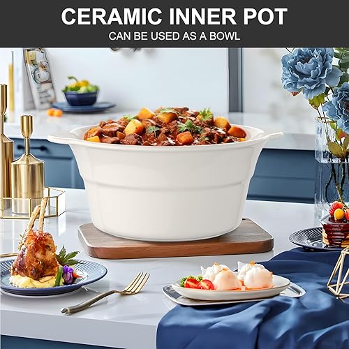 Miniatura 5 de Magnifique - Calentador de alimentos manual redondo de 5 cuartos de galón con 3 ajustes de cocción, perfecto para cocina, pequeño electrodoméstico