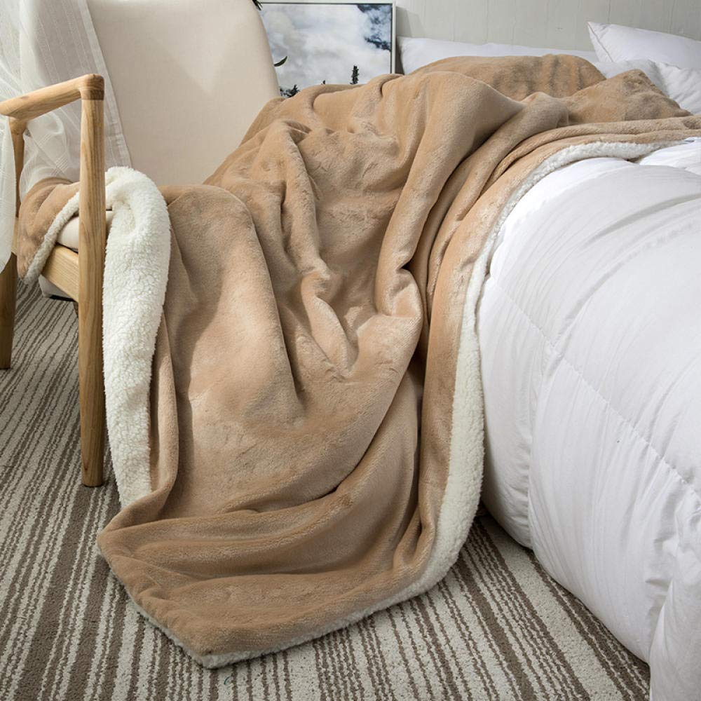 VHKJewE Blanket Throw for Bed Mint Throws for Sofas Large Fall and Winter Fleece Soft and Cosy Heavy(Khaki,130x150cm)