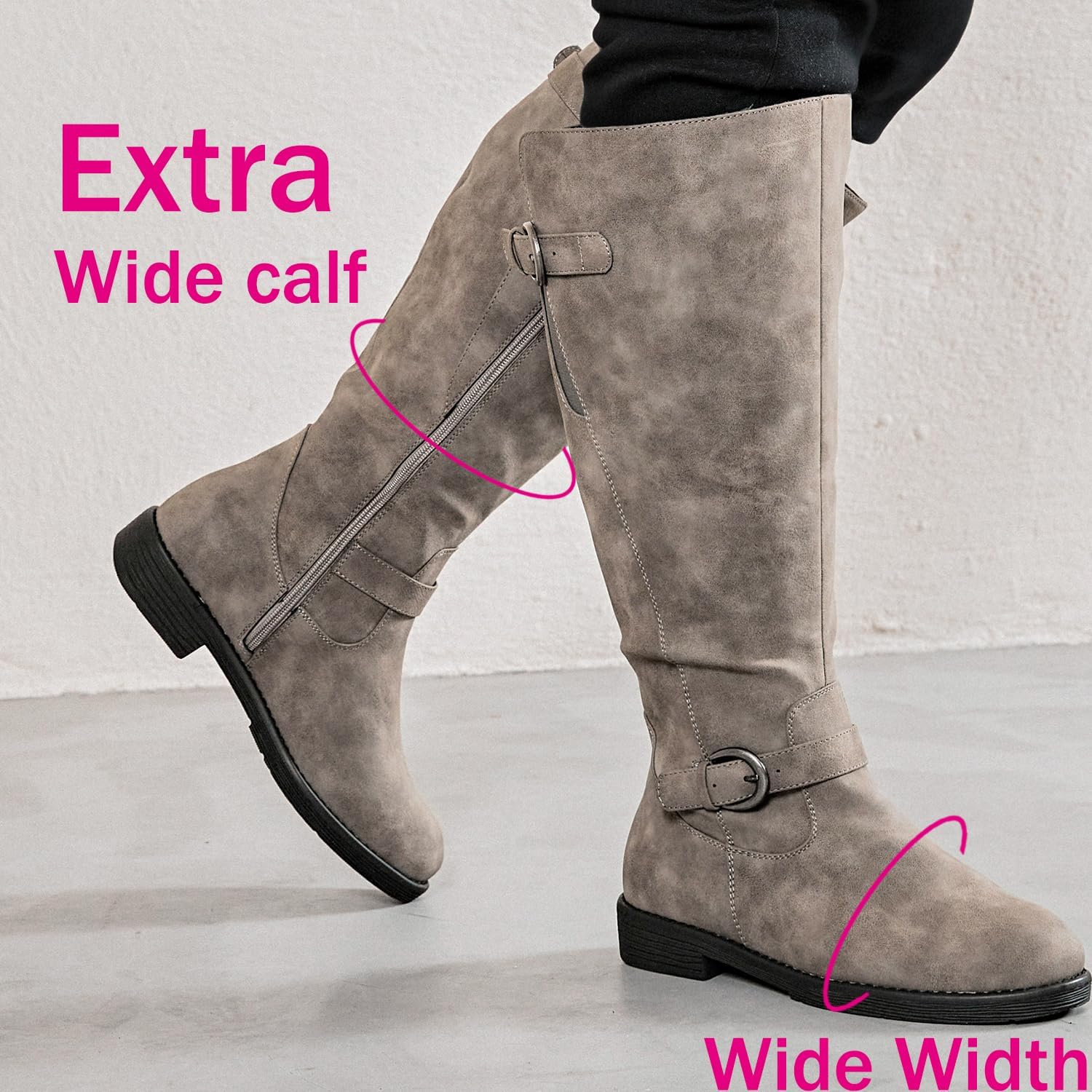 Luoika Women's Extra Wide Calf Cowboy Knee High Boots - Image 7