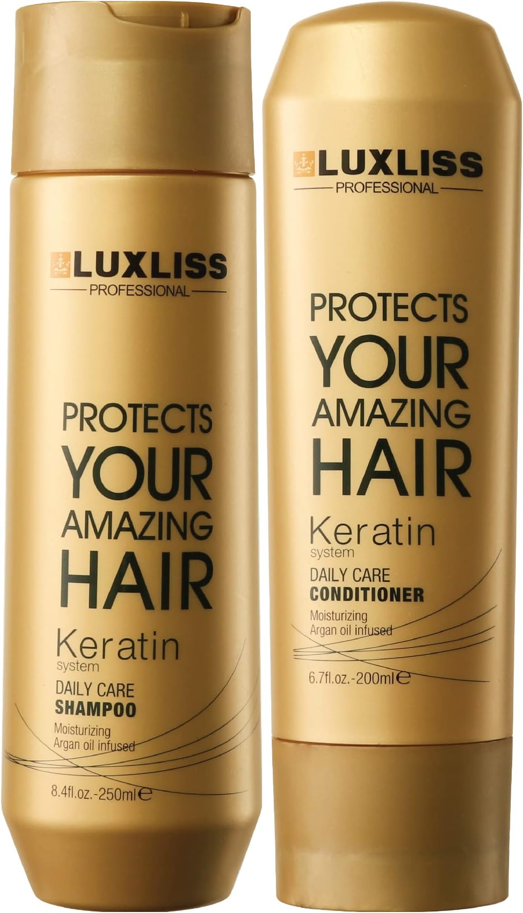 Keratin Daily Care Conditioner & Shampoo - Gold edition(Pack of 2) - 250ml, 200 ml