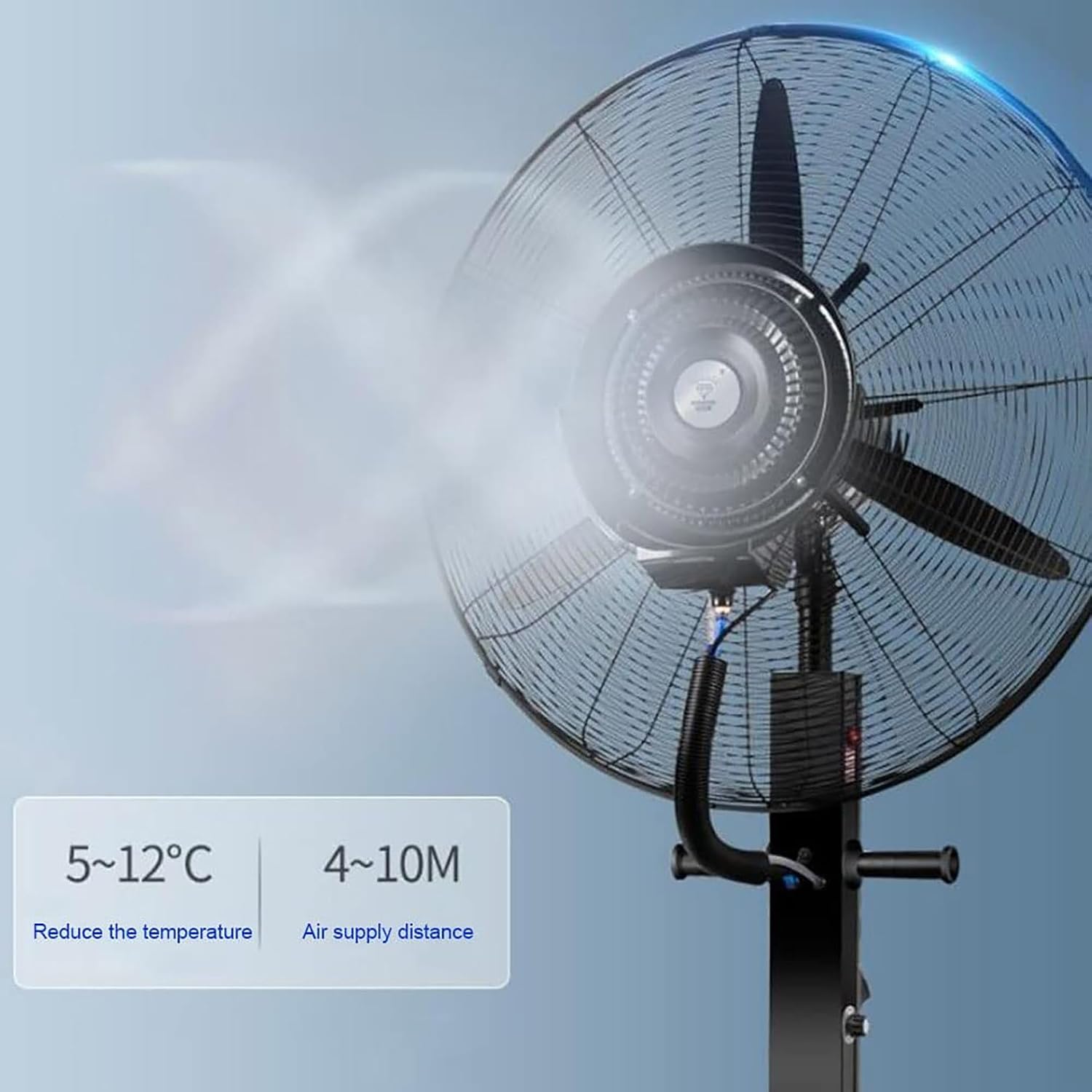 Powerful Outdoor Fan Portable Mist Fan for Patio Cool, High Power Adjustable Misting for Outdoor Restaurants Factory Shopping (Size : 380w)