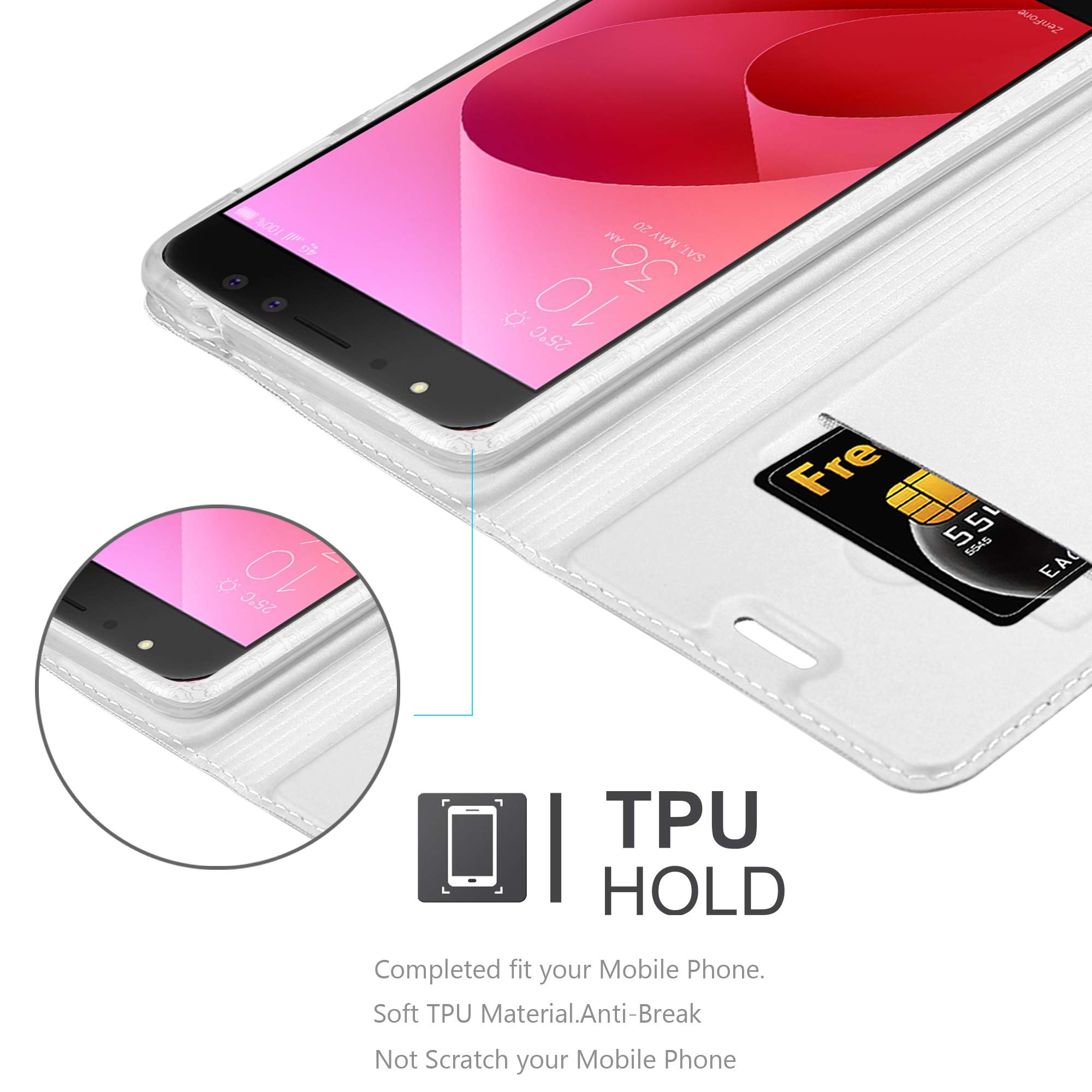 Cadorabo Custodia Libro Portafoglio Per ASUS ZenFone 4 Max – Rosso Carminio, Con Vani Carte E Chiusura Magnetica - 5