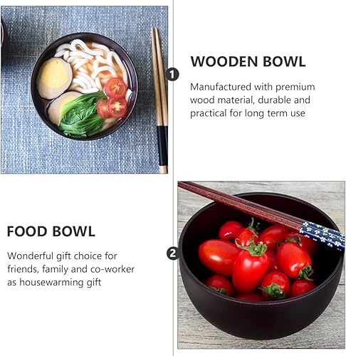 Miniatura 9 de Tazón de madera de azufaifo Tazón de frutas Tazón de madera Cuenco de madera para servir Tazones de postre Recipientes Tazón de comida Bocadillos
