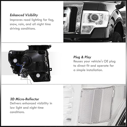 Miniatura 5 de AJP Distributors Carcasa cromada LED DRL Tubo Bar Proyector de conducción Faros Parachoques Lámparas Conjunto Izquierdo+Derecho CompatibleReemplazo