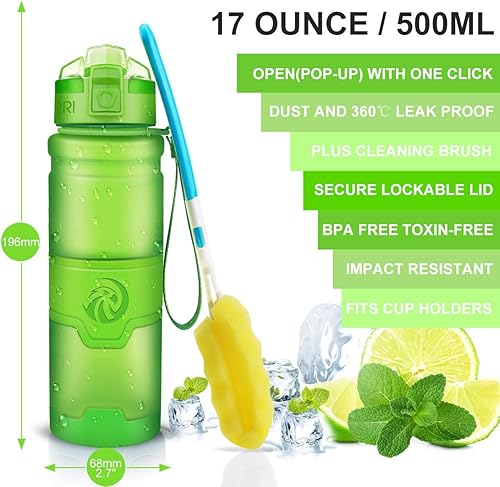 Miniatura 122 de Botella de agua deportiva Zorri, 13.5, 17, 23.6 onzas, sin BPA, a prueba de fugas, ligera, para exteriores, campamento, ciclismo, fitness, gimnasio