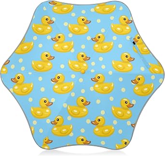 Little Yellow Duck Yellow Polka Dots Kids Umbrella for Girls Boys Windproof Anti-UV Folding Stick Umbrellas with Reflective strip & Rounded Corner Lightweight for Walking School Travel