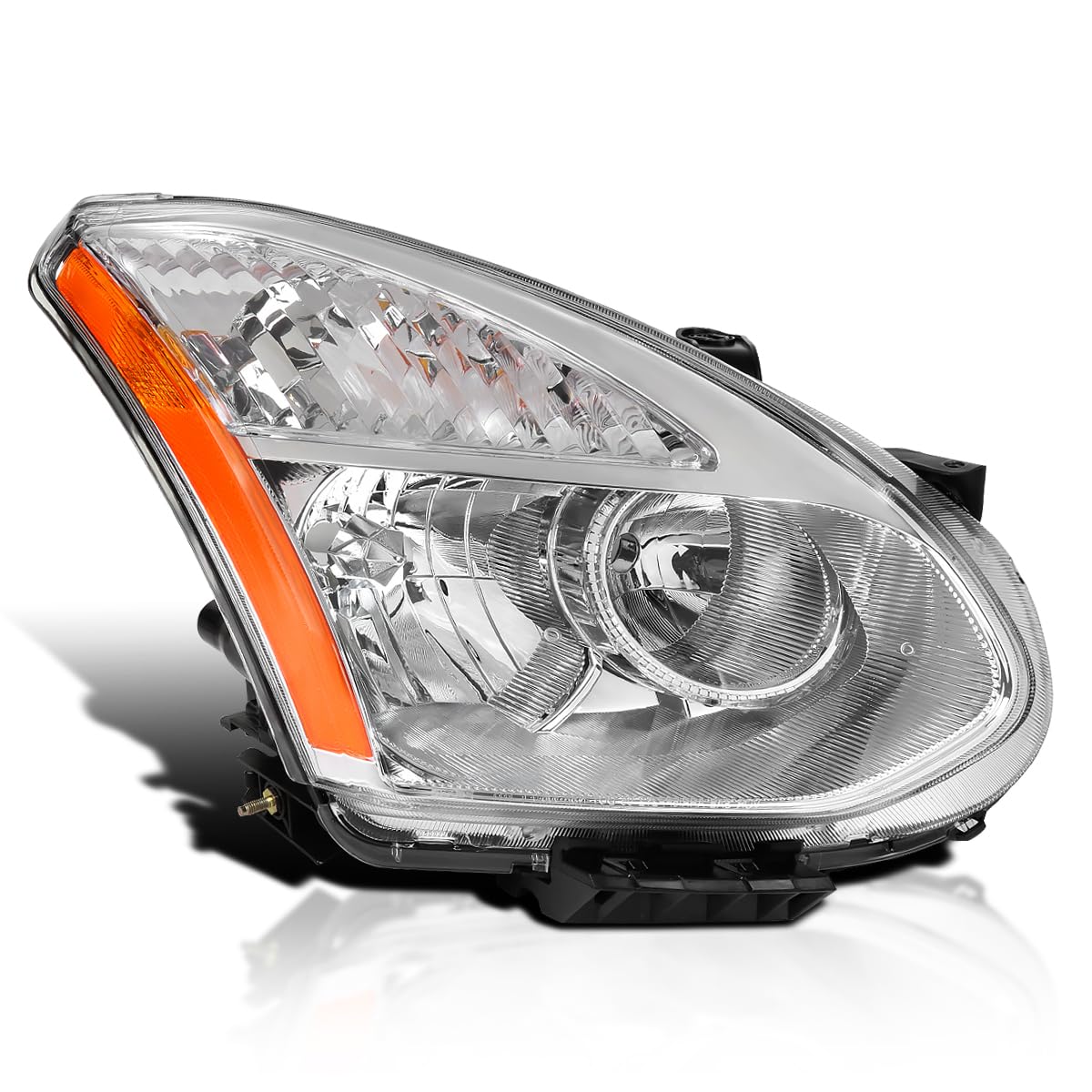 SPEC-D TUNING Chrome Housing Clear Lens Passenger Right Side Headlight Compatible with 2008-2013 Nissan Rogue Head Light Lamp Assembly