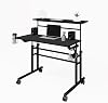 Techni Mobili Rolling Standing Desk, Two-Tier Height Adjustable Mobile Office or Gaming Desk with Wheels and Cup Holder, for Sitting or Standing Setups Black