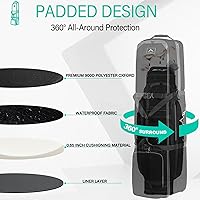 Vista 6 de Bolsa de viaje de golf GoHimal con varilla de soporte ajustable, estuche de viaje de golf de tela Oxford 900D resistente para aerolíneas con ruedas