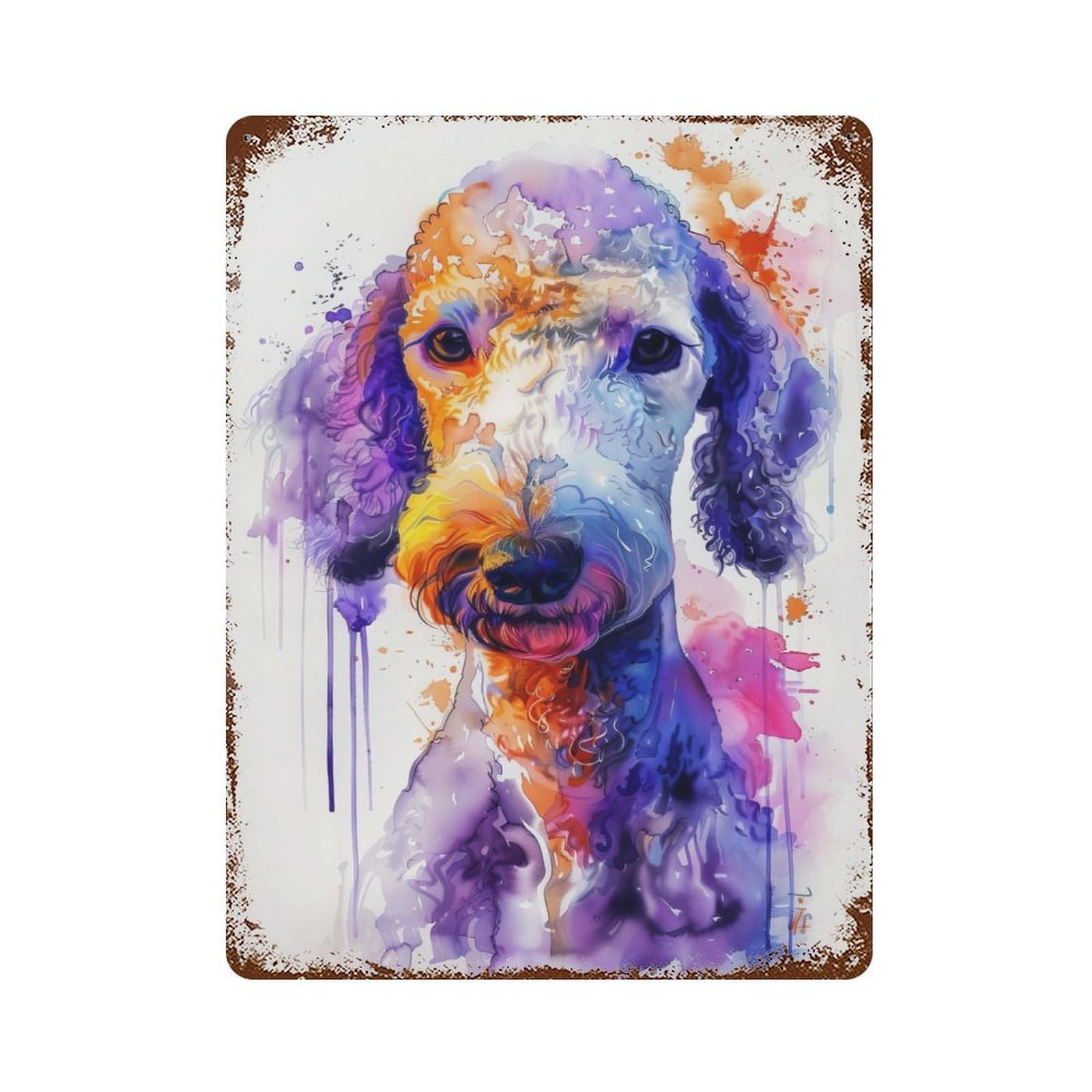 Bedlington Terrier Rusty Metal Tin Sign 15.7"x11.8", Industrial Home Decor for Garage, Pub Or Kitchen