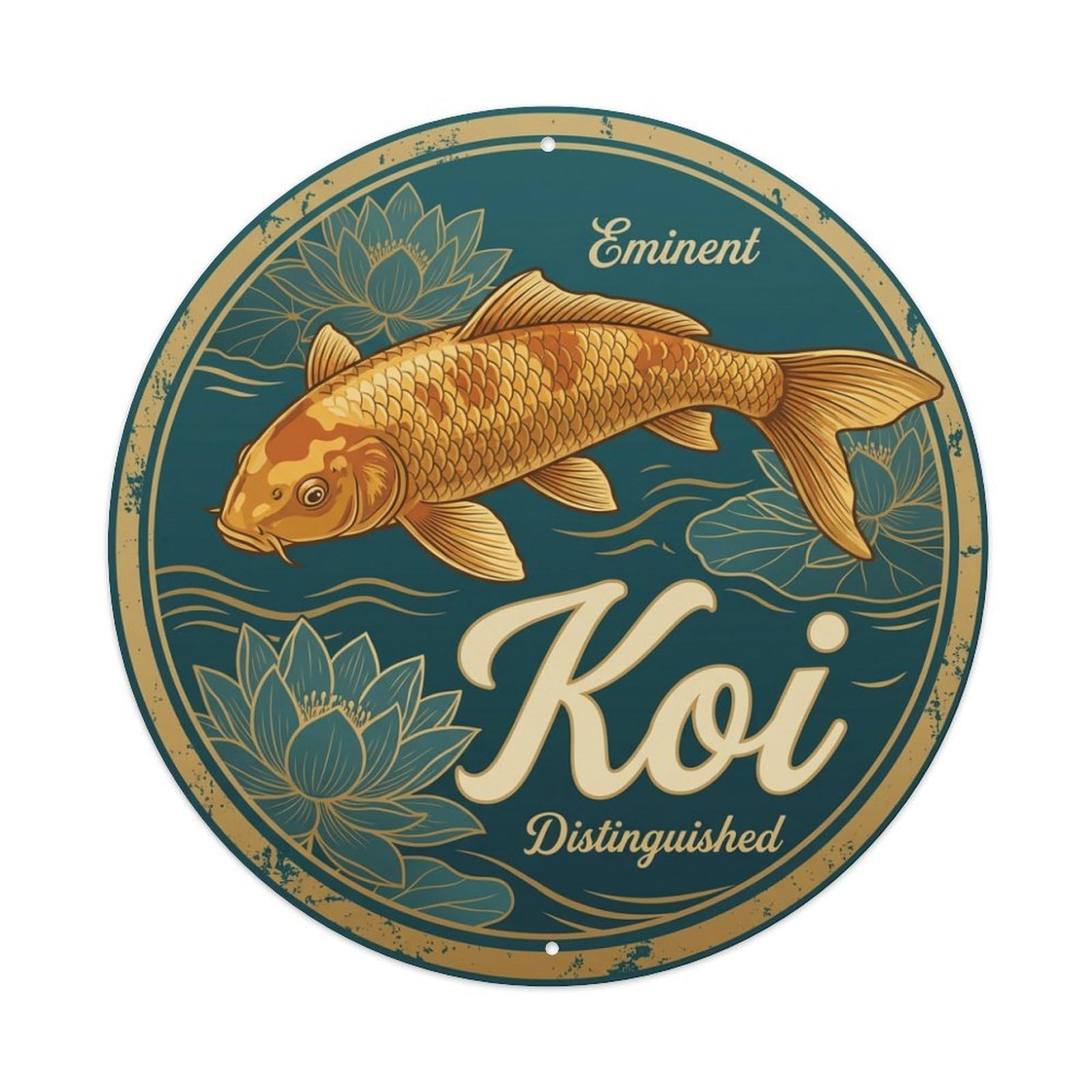Metal Tin Sign Koi Fish Grand Antique Japan Retro Ukiyo-e