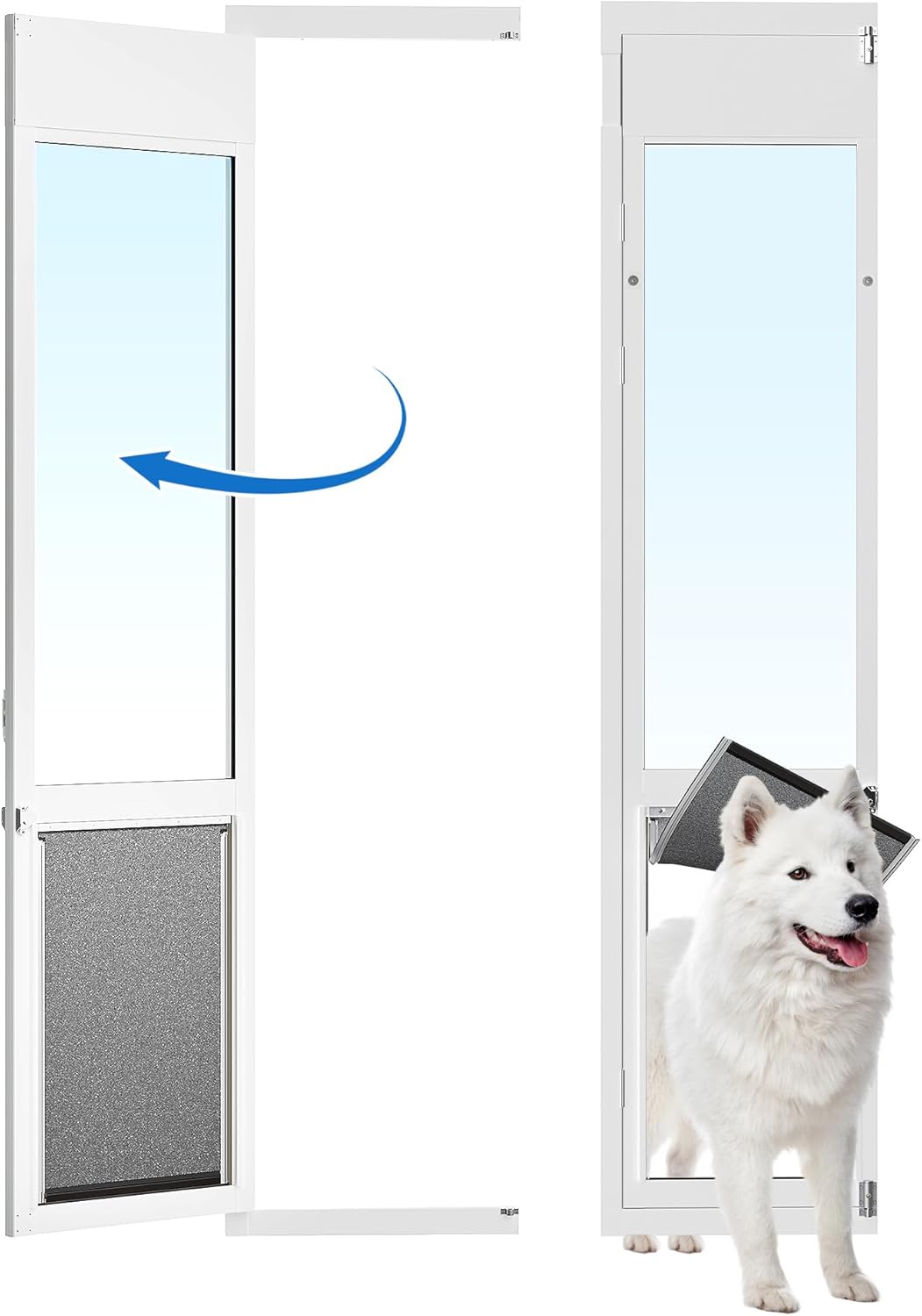 XLarge Dog Door for Sliding Glass Door,Openable Pet Door for Sliding Glass Doors，All-Metal Framed & Panel & Lock,Adjustable 75 7/8″ to 81″ Slider Height -Extra Large