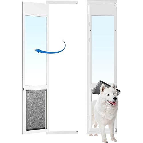 XLarge Dog Door for Sliding Glass Door,Openable Pet Door for Sliding Glass Doors，All-Metal Framed & Panel & Lock,Adjustable 75 7/8" to 81" Slider Height -Extra Large