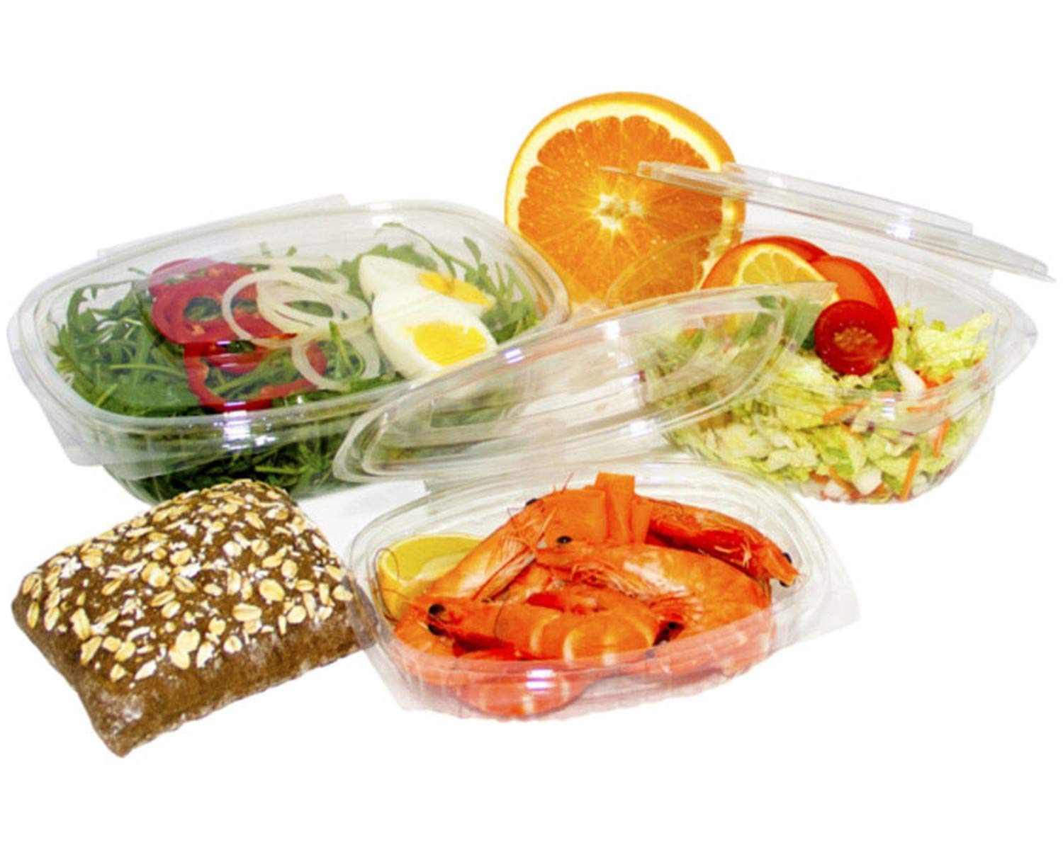 1-PACK Feinkostbecher oval klar mit Deckel 500 ml (PET), 50 Stück
