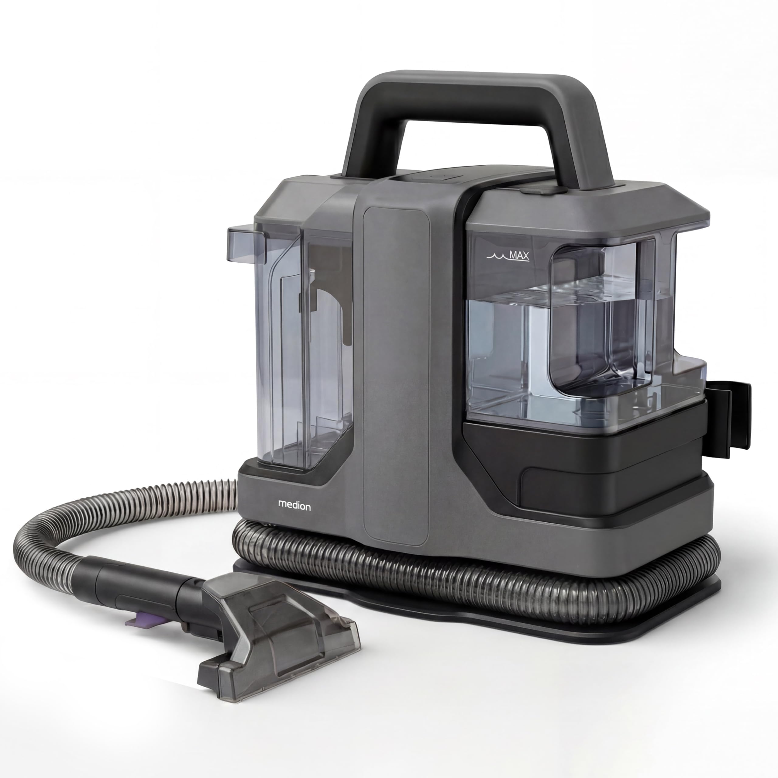 MEDION E10 UC Polsterreiniger Gerät Waschsauger (Nasssauger für Polster Teppiche Autositze, 750 Watt, Frisch und Schmutzwassertank, Fenster-Aufsatz, MD100122)