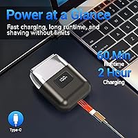 Vista 3 de Electric Foil Shavers for Men: Mini Electric Razor with 3 Floating Blades, LED Display, Dual Speed - IPX7 Waterproof Wet/Dry Cordless Razor, USB