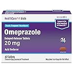 HealthCareAisle Omeprazole 20 mg - 42 Delayed-Release Tablets - Acid Reducer, Treats Frequent Heartburn