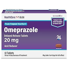 HealthCareAisle Omeprazole 20 mg - 42 Delayed-Release Tablets - Acid Reducer, Treats Frequent Heartburn