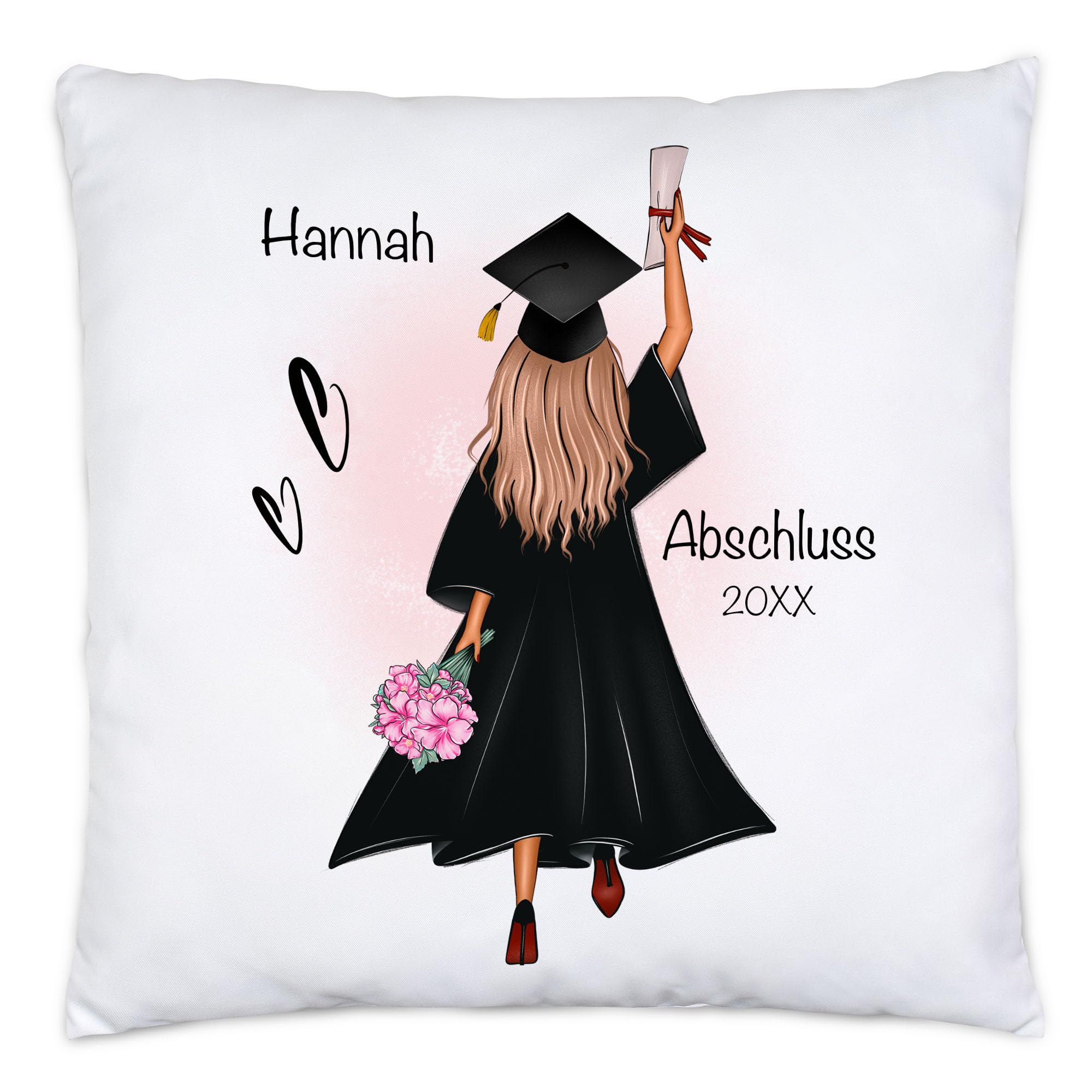 Kiddle-Design Bachelor Master Abitur 2026 Kissen Abschluss Geschenk Personalisiert Name Absolventin Doktor Frauen Damen Schulabschluss Abi