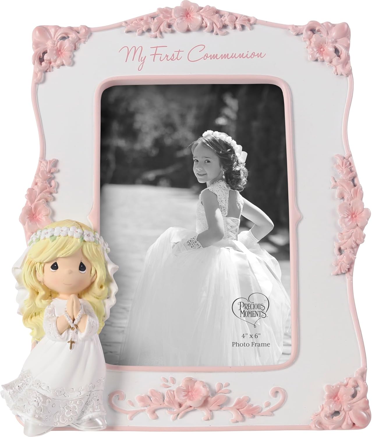Precious Moments My First Communion Photo Frame for Girls | Resin/Glass Frame | First Communion Gifts for Girls | 4" x 6" Picture