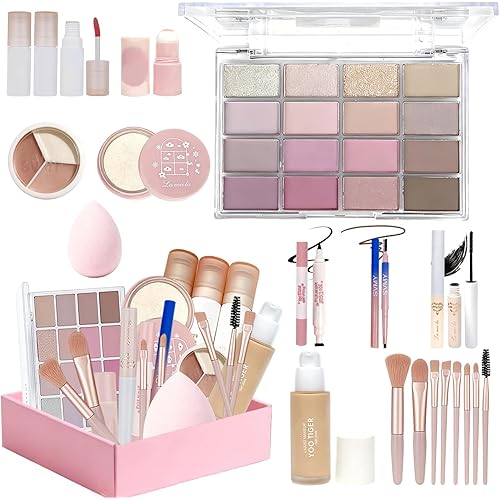 Makeup Kit for Women Full Kit Makeup Set for Teen Girls All In One Makeup Set Includes Foundation Eyeshadow Palette Lipgloss Eyeliner Stick Cosmetic Brush Set