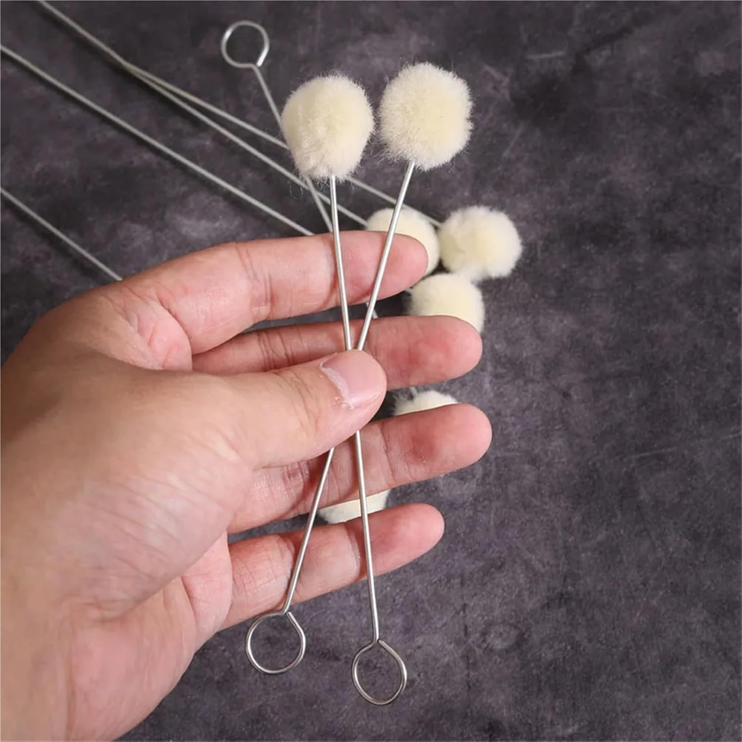 Wool Daubers 100Pcs Dye Wool Daubers Wool Ball Brush with Metal Handle for Leathercraft Dyeing Polishing