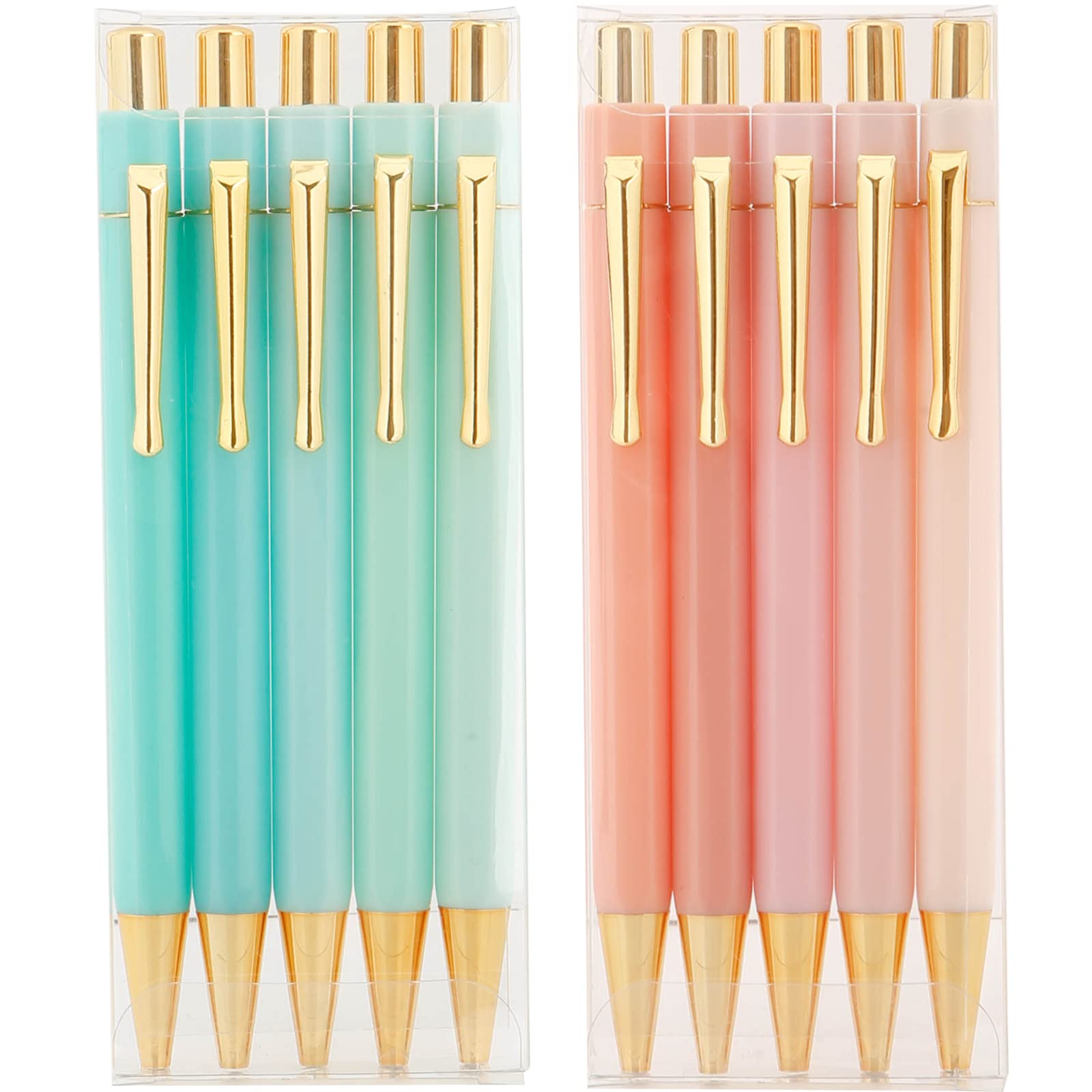 Moon Messenger Pretty Gold Hexagon Gel Pens, Medium Point(0.7), Black Ink, 10-Pack, Cute Pens for Women and Man (0605)