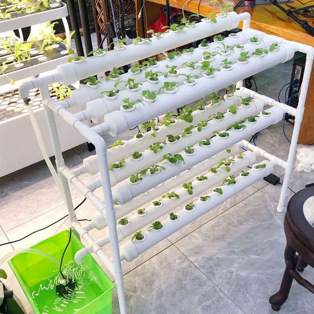 Kit Hydroponique 3 étages - 108 Plantes, Pompe 12V, Tubes PVC, Pour Légumes Et Herbes