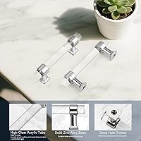 Vista 6 de Paquete de 25 Manijas de Gabinete de Cocina de Cristal Acrílico Orger, Manijas de Cajón con Acabado Cromado Plateado, Centros de Orificios de 3