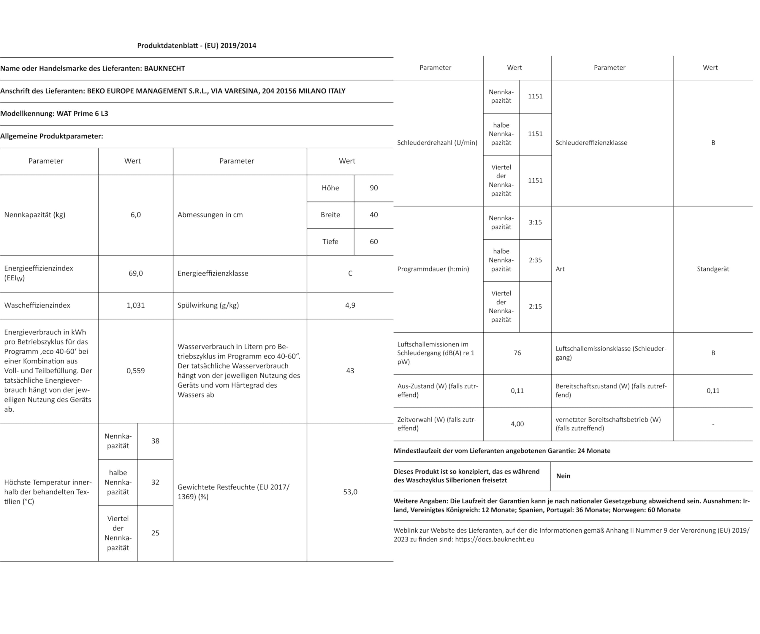 Bauknecht WAT Prime 6 L3 Toplader-Waschmaschine, Waschvollautomat, 6 kg, Toplader, 1200 U/min, Weiß